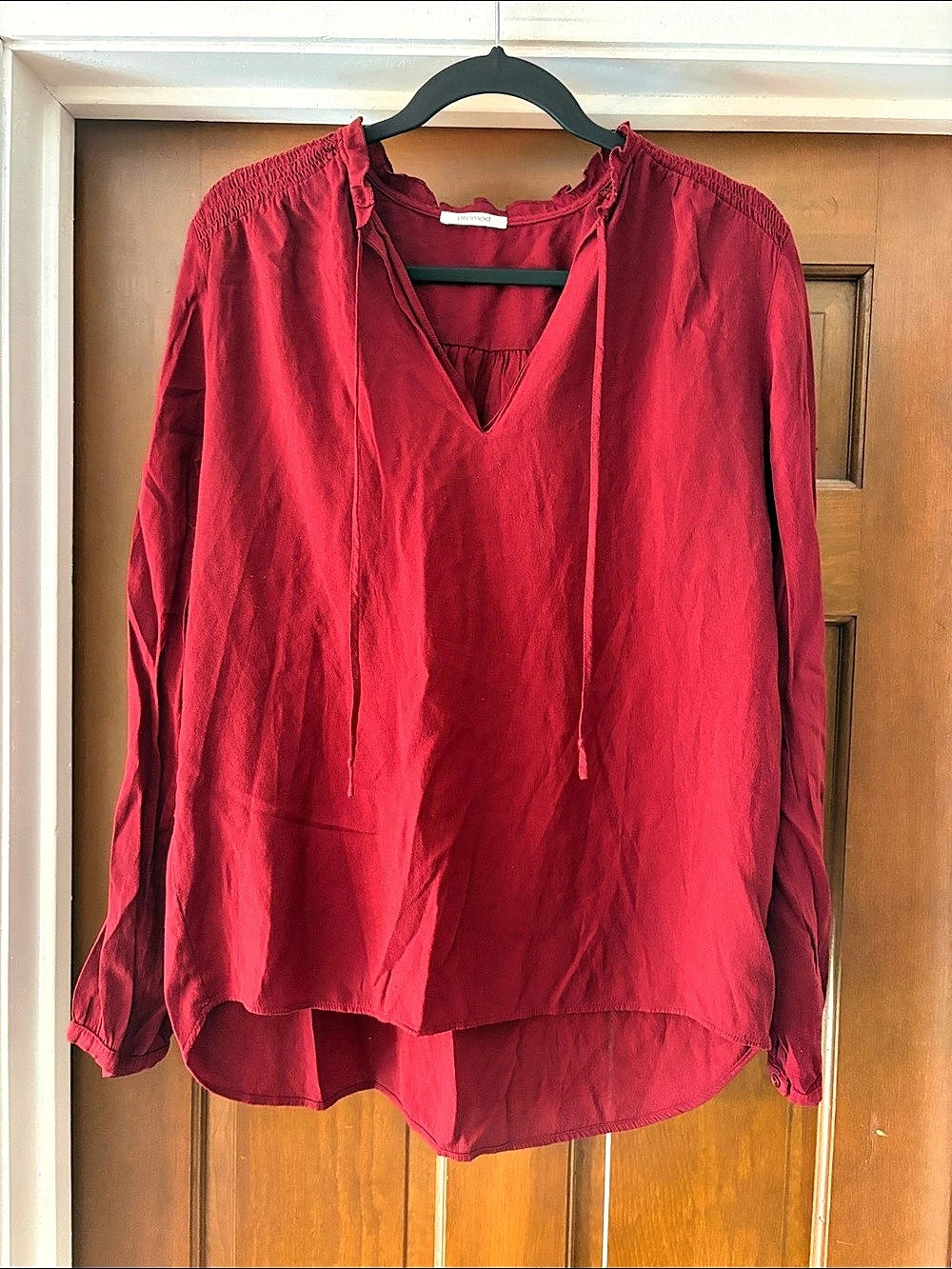 Promod Maroon Long Sleeve Blouse - Size L